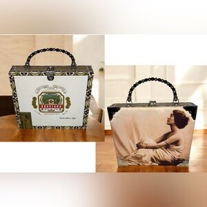 Vintage Braciano cigar box purse featuring Lina Cavalieri